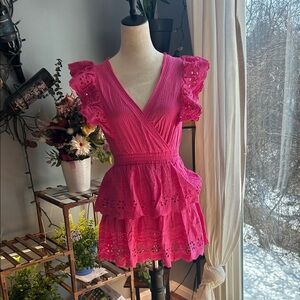 Pink Ruffled Eyelet Dress